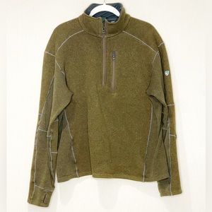 Kuhl Size XXL Men Dark Green Long Sleeve 1/2 Zip Fleece Pullover Sweatshirt Moss